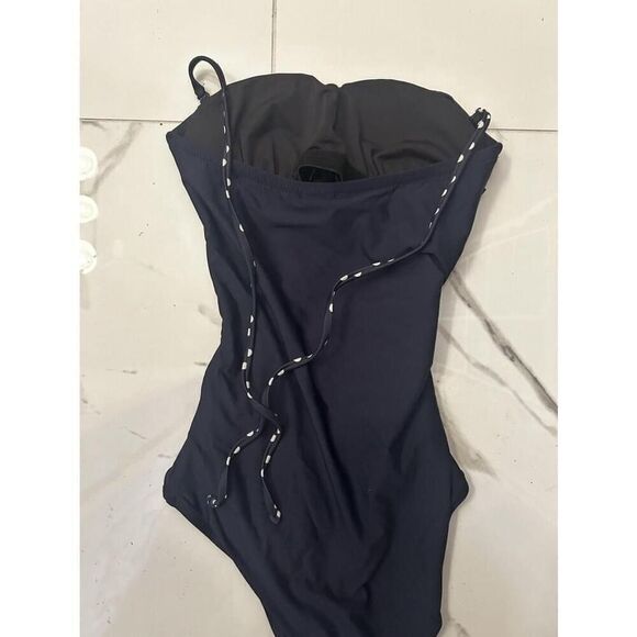 J Crew navy with white polka dot straps size 4 one pice swimsuit - Picture 1 of 4